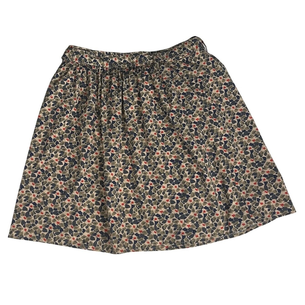 Canvas Land's End Womens Size 2 Floral Print Skirt‎ Belted Knee length Lined